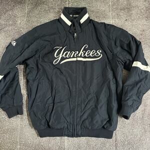 Boy's Vintage Y2K Majestic Authentic New York Yankees Puffer Zip Up Jacket Sz L
